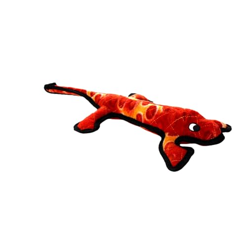 TUFFY - World's Tuffest Soft Dog Toy - Desert Lizard - Squeakers- Multiple Layers. Made Durable, Strong & Tough. Interactive Play (Tug, Toss & Fetch). Machine Washable & Floats - color: Red, size: Large