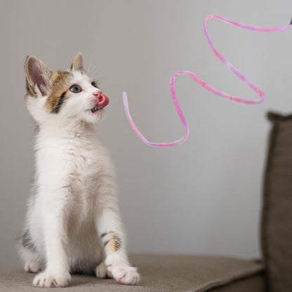 3 Pack Cute Cat Toy Wands Interactive Cat String Toys for Indoor Cats, Colorful Ribbon Cats Teaser Wand Ribbon Toys