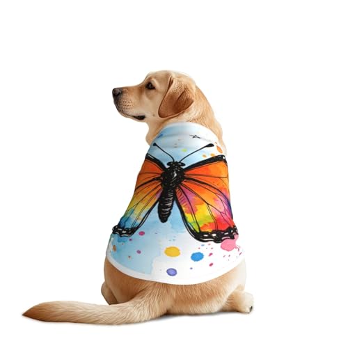 SWEET TANG Dog Lightweight T-Shirt Splash Beautiful Orange Monarch Butterfly, Cool Breathable Stretchy Medium Large Dog Shirts, Soft Pet Shirts for Puppy Kitty Cats, X-Large - color: Pattern (222), size: X-Large