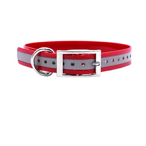 Outdoor Dog Supply Personalized 1" Reflective Red Extra Long D-Ring Dog Collar with Custom 3/4" Brass Nameplate | Waterproof, Odor-Resistant, Adjustable for Large and Giant Breed Dogs - color: Red
