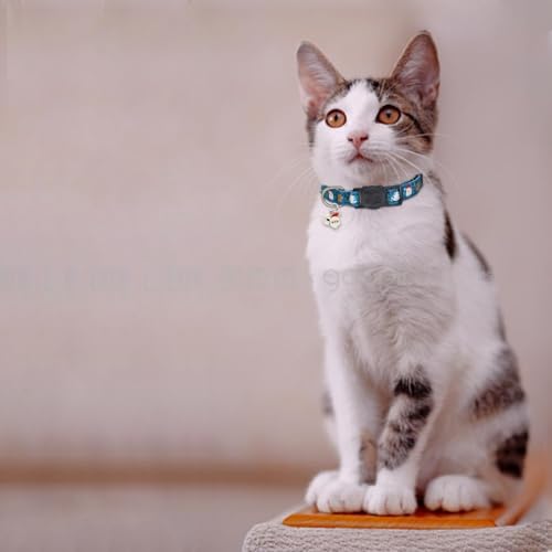 Christmas Cat Collar, Cotton 2 Pack Cat Collar with Bells, Breakaway Collars for Girl Boy Kittens, Santa - color: Santa