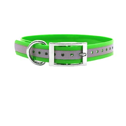 Outdoor Dog Supply Personalized 1" Reflective Lime Green Extra Long D-Ring Dog Collar with Custom 3/4" Brass Nameplate | Waterproof, Odor-Resistant, Adjustable for Large and Giant Breed Dogs - color: Lime Green