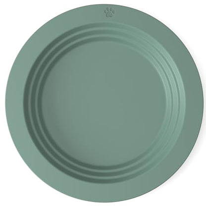 EcoLeo Whisker Friendly Cat Food Dish, Platinum Silicone, LFGB Certified Non-Toxic, Anti Whisker Fatigue, Low Profile, Shallow, Non Slip, Cat Dog Kitten Feeding Dish_Green - color: Sage