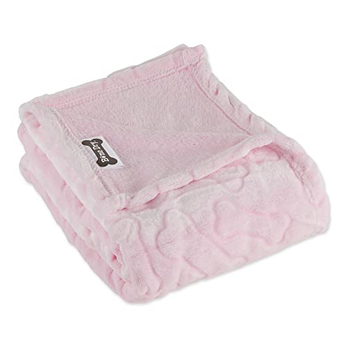 Bone Dry Embossed Bone Print Pet Blanket, Pink, 36x48" - color: Pink