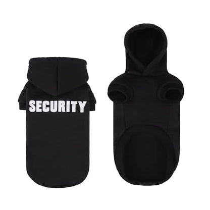 BINGPET Security Dog Hoodies Dachshund Sweater Cold Weather Dog Coats Soft Brushed Fleece Pet Clothes Hooded Sweatshirt for Dog Cat - color: #1 Black(Security), size: Large (Dachshund Recommend)