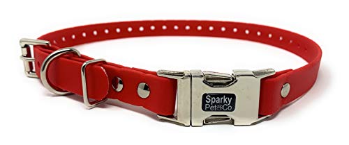 Sparky Pet Co Apollo E-Collar Replacement Strap, 3/4" x 26" Waterproof Biothane with Double Buckle & Quick Snap Clasp, Fits Garmin, Dogtra, SportDOG & Educator (Red) - color: Red, size: 3/4" Wide