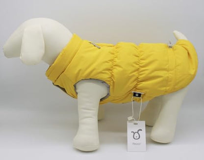 Warm Dog Coat Jacket with Detachable Hood Harness Hole Winter Coat Pet Clothes Dog Cold Weather Coats Cozy Snow Jacket Vest for Small Medium Large Dogs - Blake (Yellow, Medium) - color: Yellow, size: Medium