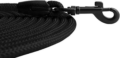 Rope Pro Training Dog Collar Braided No Pull Quick Release Round Lead Collars for Dogs Small Medium Large Puppy (30 FT Leash, Black) - color: Black