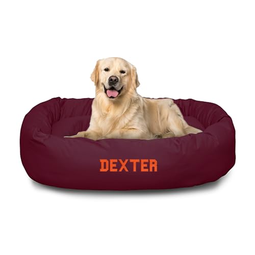 Majestic Pet 40" Round Dog Bed - Personalized Cozy Soft Washable Calming Donut Dog Bed w/ Spine Support - Burgundy (40x29x9) Large - color: Burgundy, size: Large