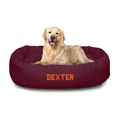 Majestic Pet 40" Round Dog Bed - Personalized Cozy Soft Washable Calming Donut Dog Bed w/ Spine Support - Burgundy (40x29x9) Large - color: Burgundy, size: Large