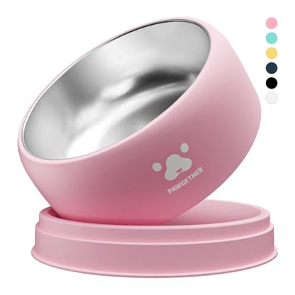 PAWGETHER® Stainless Steel Dog Bowls, Dog Food Water Bowl with Non-Slip Base Two-Piece Design Easy Clean Dishwasher Safe Pink 34oz + 12oz - color: Pink (34oz + 12oz)