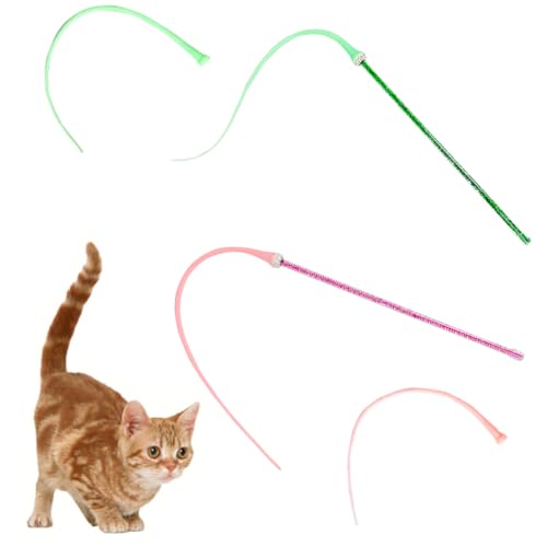 4PCS Silicone Cat Wand Toy, Interactive Cat Toys for Indoor Cats, Interactive Silicone Tail Teaser Wand,Interactive Teasing Stick for Cat Kitten Funny Exercise