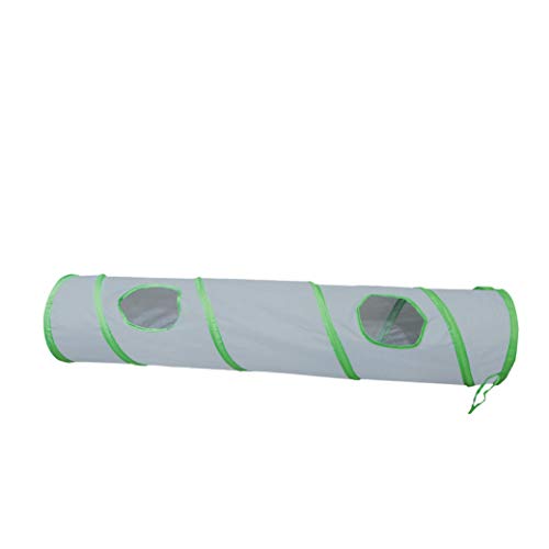 PetLike Cat Tunnel for Indoor Cats Collapsible Pop-up Pet Tube Peek Hole Hideaway Play Toys for Cats with Ball - color: Grey+green, size: one way