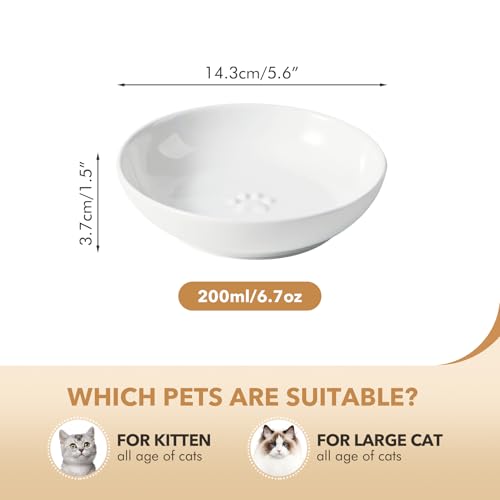 Havniva 5.7'' Ceramic Wide Whisker Friendly Cat Dishes, Set of 3 Ceramic Cat Bowls, Indoor Kitten Feeding Food& Water Dish to Prevent Whisker Fatigue(3 Pcs) - color: 3 Bowls- White