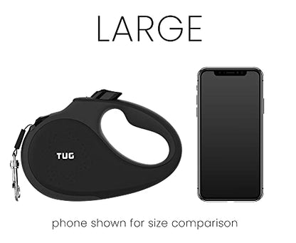 TUG 360° Tangle-Free Retractable Dog Leash with Anti-Slip Handle | 16 ft Strong Nylon Tape | One-Handed Brake, Pause, Lock (Large, Black/Grey) - color: Black/Grey, size: Large