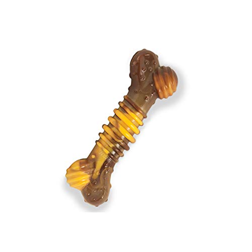 Nylabone Power Chew Flavor Frenzy Dental Bone Chew Toy for Dogs, Indestructible Chew Toys for Aggressive Chewers, Philly Cheesesteak Flavor, Small/Regular - Up to 25 Ibs. (1 Count) - color: Swirl, size: Small