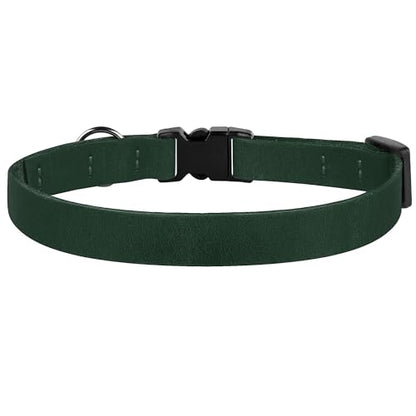 Breakaway Cat Collar Leather with Removable Bell - 13 Colors Available - Soft Adjustable Girl Boy Safety Lightweight Pet Kitten Collars Pink Brown Blue Green Red Orange Black (Emerald) - color: Emerald
