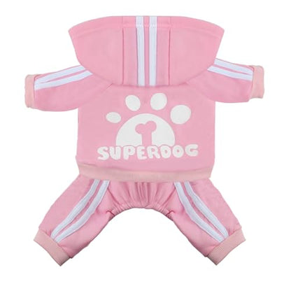 Dog Hoodie 4 Legs Jumpsuit for Small Dogs Puppy Clothes Dog Pullover Sweatshirt Cotton Doggie Winter Coat Cat Apparel(Pink,XXS) - color: Pink, size: XX-Small