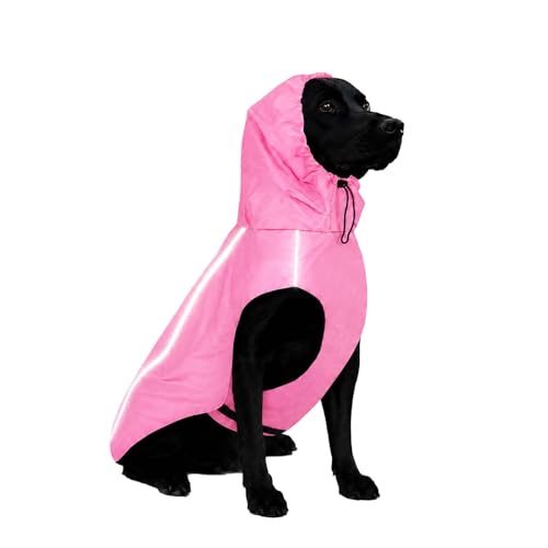 Dog Raincoat with Reflective Strip Hoodie, Waterproof Dog Raincoats, Adjustable Lightweight Hooded Poncho Dog Rain Jacket, Snowproof Windproof Clothes, Dog Raincoat for Medium Dogs - color: Pink, size: M