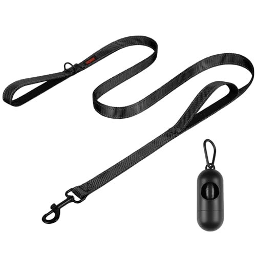Heavy Duty Dog Leash, Leashes for Large Breed Dogs .5FT.6FT, Double Handle Dog Leash, Reflective Training Lead, Perfect for Medium to Large Dogs(5FT, Black) - color: Black, size: 60 Inch\5FT