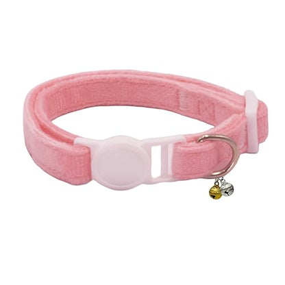 Breakaway Cat Collar with Bell, Lightweight Soft Cotton Collar, Adjustable Kitten Collars with Safety Buckle, Quick Release, Pet Supplies Accessories, Pink - color: Pink
