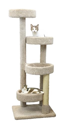 New Cat Condos Cat Tree, Beige - color: Beige