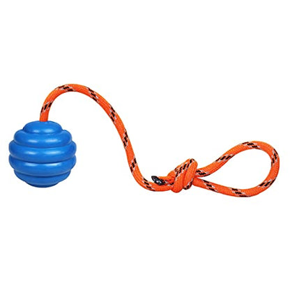 K9 Training Ball with Rope - Indestructible Dog Toy for Training, Pull, Throw, Tug and Fetch - Belgian Malinois Gifts (Blue) - color: Blue