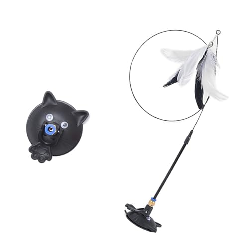 Pet Toy Kitten Teaser Wand Suction Cup Base Interactive Kitten Teaser Exercise and Entertainment for Active Felines Toy - color: Black