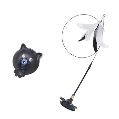 Pet Toy Kitten Teaser Wand Suction Cup Base Interactive Kitten Teaser Exercise and Entertainment for Active Felines Toy - color: Black