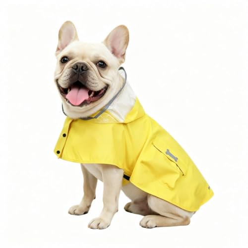 Dog Raincoat Waterproof, Adjustable Reflective Hooded Dog Rain Poncho with Leash Hole for Small Medium Large Dogs (Yellow, Small) - color: Yellow, size: Small(9-13lb)