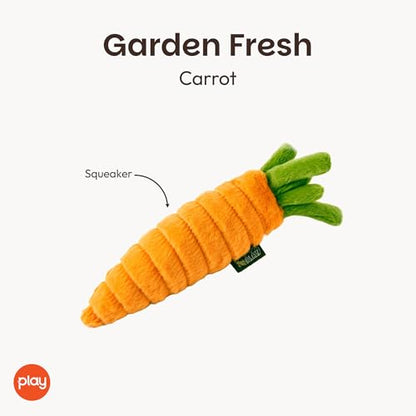 P.L.A.Y. Cute Plush Dog Toys - Fruit & Vegetable Themed Durable Squeaker Chew Toy, Great for Puppies & Small, Medium, Large Dogs - Machine Washable, Recycled Materials (Garden Fresh Carrot, Medium) - color: Carrot, size: Medium