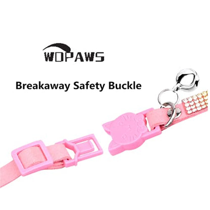Cat Collar Breakaway Bling Diamond Rhinestone with Bell Adjustable for Cats and Kitten Girl boy (Purple) - color: Purple