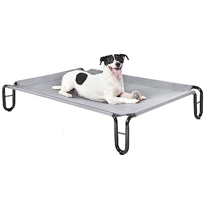 Pettycare Elevated Outdoor Dog Bed - Medium Dog Cot, Waterproof, Cooling, Non Slip, Up to 40 lbs, Grey - color: Grey, size: M: 35x25.6x8 inches