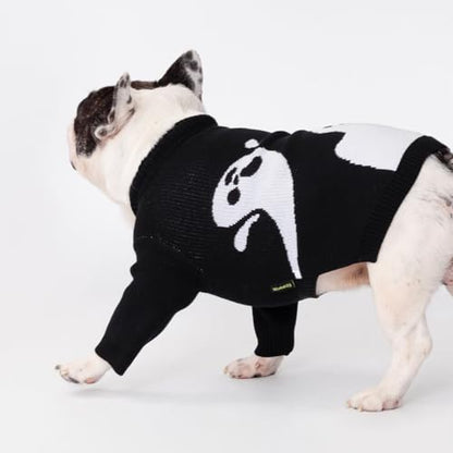 Fitwarm Halloween Ghost Dog Sweater, Funny Costumes for Dogs, Pet Apparel, Black, White, Large - color: Ghost, size: Large