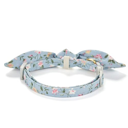 2 Pack Cotton Cat Collar, Removable Bowtie, Floral Pattern, Safety Breakaway Clasp, Adjustable for Cats.(Adult Cat, Pink+Grey) - color: 2 Pack (Pink+Grey)