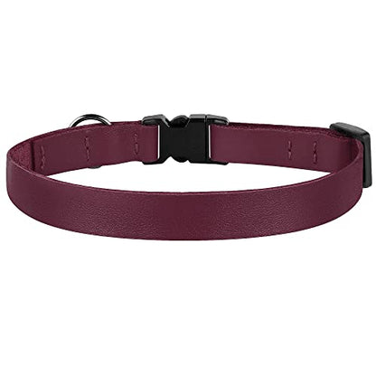 Breakaway Cat Collar with Bell - Leather Adjustable Kitten Collars with Safety Quick Release Buckle - Soft Small Pet Collars for Girl & Boy Cats (Burgundy) - color: Burgundy