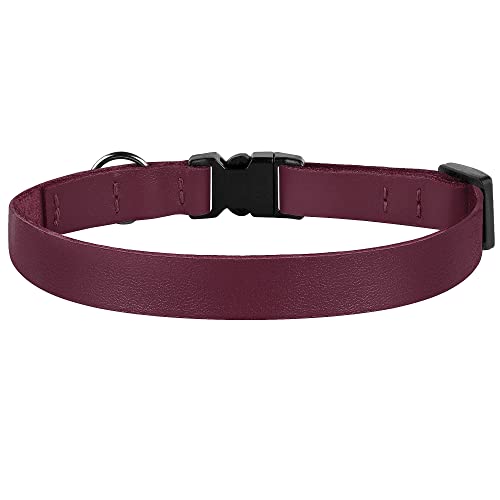 Breakaway Cat Collar with Bell - Leather Adjustable Kitten Collars with Safety Quick Release Buckle - Soft Small Pet Collars for Girl & Boy Cats (Burgundy) - color: Burgundy