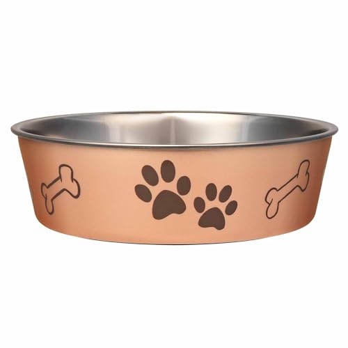 Loving Pets Bella Dog Bowls- Stainless Steel Dog & Cat Bowls - Spill Proof Dog Food Bowl, Cat Bowl, Puppy Essentials & Pet Supplies Great for Home & Travel (Medium 20-35 lbs, Champagne) - color: Champagne, size: Medium (20-35lbs)