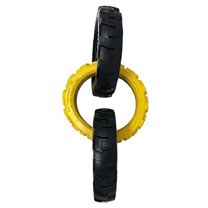 Tonka Rubber 3-Ring Tug Dog Toy, Lightweight, Durable and Water Resistant, 7.5 Inches, for Medium/Large Breeds, Single Unit, Yellow/Black - size: 7.5 inch Rubber Flex Tread
