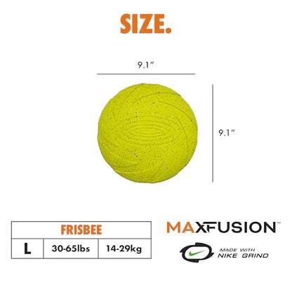 Max Fusion with Nike Grind, Arlee Frisbee Dog Toy, Chew Toy for Play, Fetch, Tug, L - color: Yellow Frisbee, size: Large