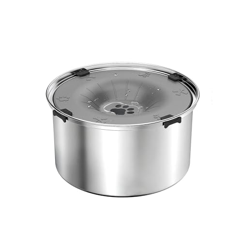 SCHITEC No Spill Dog Water Bowl for Large Dogs, 5.6L / 1.5 Gallon Stainless Steel Splash-Proof Slow Drinking Pet Dish with Floating Disk & Non-Slip Base, Mess-Free Design for Home or Travel-Gray - color: Gray