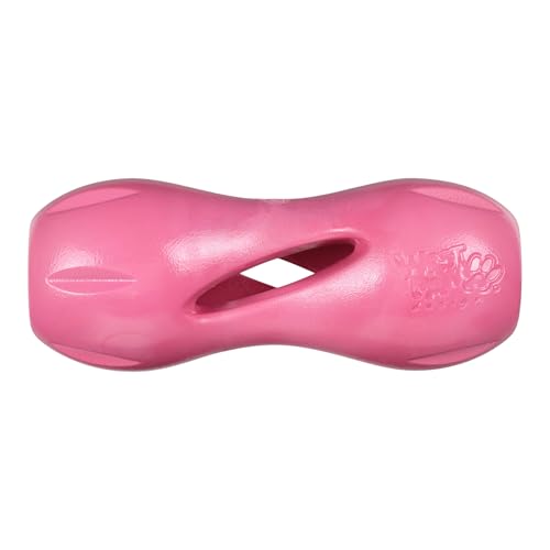 WEST PAW Qwizl Durable Zogoflex Dog Puzzle Toy for Mental Stimulation, and Enrichment - Treat Dispensing for Bully Sticks and Dental Sticks - Dishwasher Safe - Made in USA - Large - Geranium - color: Geranium, size: Large