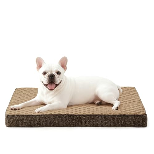 JOEJOY Orthopedic Dog Bed for Small Dogs, Washable Dog Crate Bed Small Sized with Removable Cover, Egg Memory Foam Pet Beds, Brown, 23"x17" - color: Brown, size: S(23"x17")