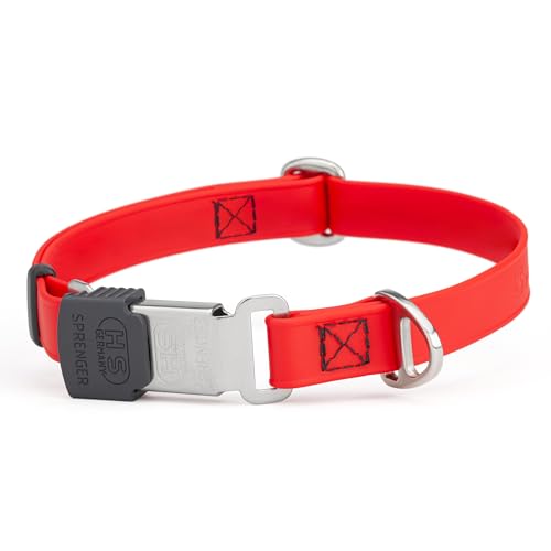 Biothane Waterproof Durable Dog Collar with Herm Sprenger - Quick Release ClicLock Buckle - Fits Medium and Large Dogs - Made in USA (Cherry Red, W 3/4" x L 12"-19") - color: Cherry Red, size: W 3/4" x L 12"-19"
