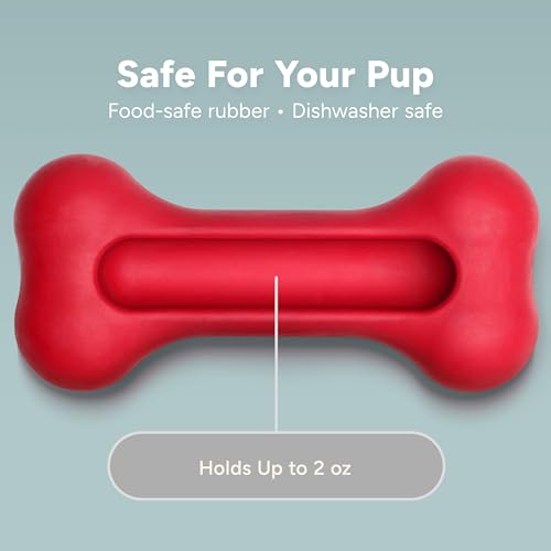 GoSports Pets PupsCream Frozen Dog Treat Holder - Dog Enrichment Fill and Freeze Bone Station - Helps Keep Dogs Busy - style: Large - Red