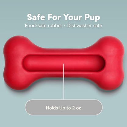 GoSports Pets PupsCream Frozen Dog Treat Holder - Dog Enrichment Fill and Freeze Bone Station - Helps Keep Dogs Busy - style: Large - Red
