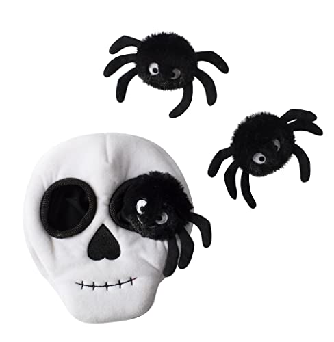 Fringe Studio Hide & Seek Burrow Plush Dog Toy, Skull with Spiders, 3 Piece Set, Pet Shop Collection (289206), Multicolored - color: Skull With Spiders