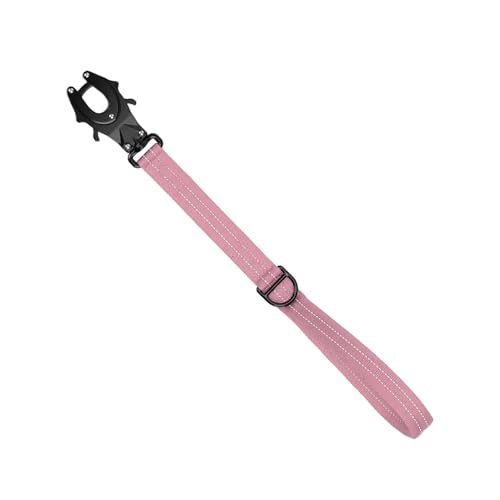 ICEFANG Short Dog Leash 18 Inch Reflective Nylon Traffic Leash with Padded Handle,Heavy Duty Auto Lock Swivel Clip for Medium Large Dogs No Pull Training Walking (Pink, 18 Inch) - color: Pink, size: 18 Inch
