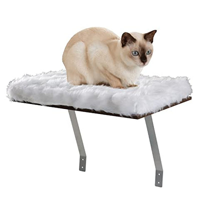 Etna Window Mount Cat Perch - Window Sill Shelf, Padded Cat Wall Bed, Space Saving Furniture for Pets, Removable Faux Sheepskin Cover, Holds 20-35 Pounds
