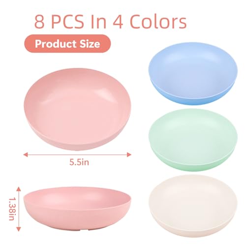 [8 Pack] Cat Dishes Whisker Friendly, Shallow Wide Pet Food and Water Bowl, 5.5 Inch Cat Food Dish, Friendly Wet Feeding Bowl, Durable Wheat Straw Pet Bowls, Pet Plate for Kittens (Indoor/Outdoor) - size: 8 Pack